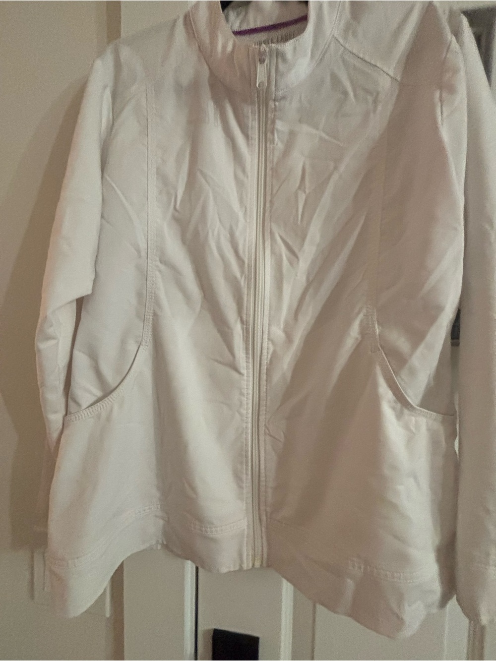 healing hands White Zip-Front Scrub Jacket